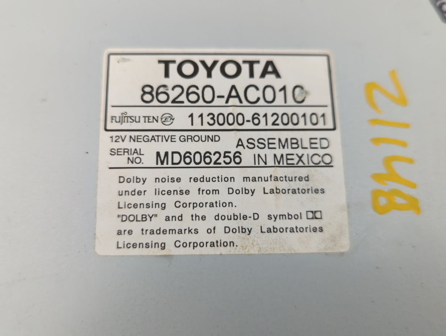 2005-2007 Toyota Avalon Am Fm Cd Player Radio Receiver - Oemusedautoparts1.com