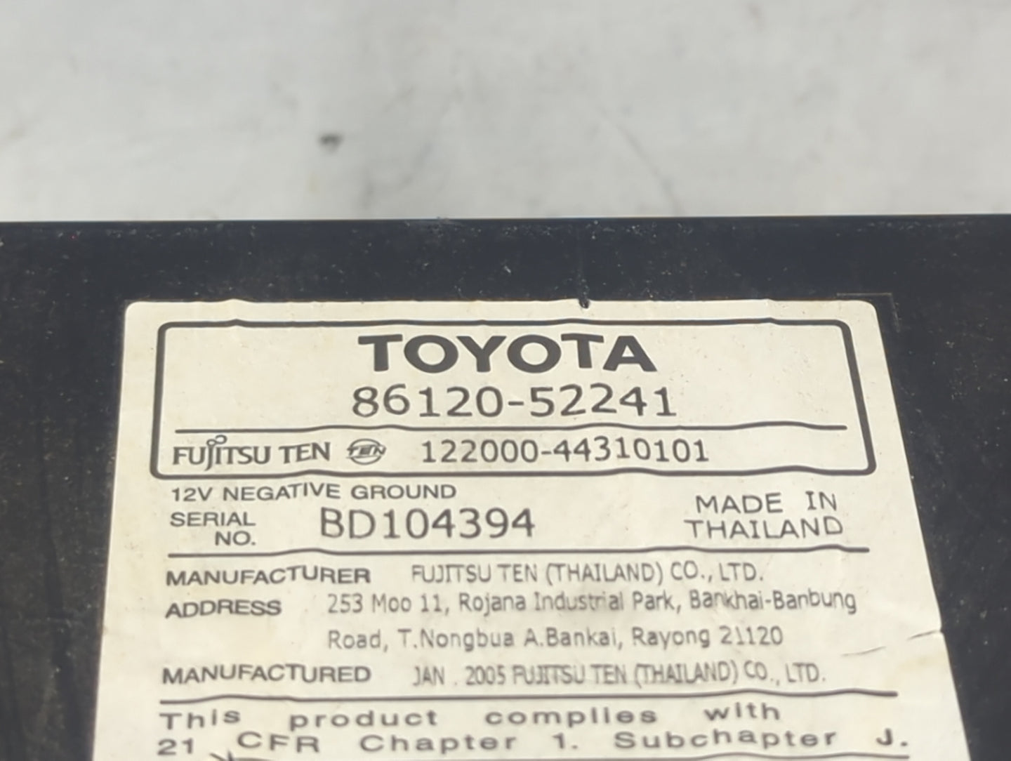 2004-2007 Toyota Highlander Radio AM FM Cd Player Receiver Replacement P/N:86120-52241 122000-44310101 Fits OEM Used Auto Pa