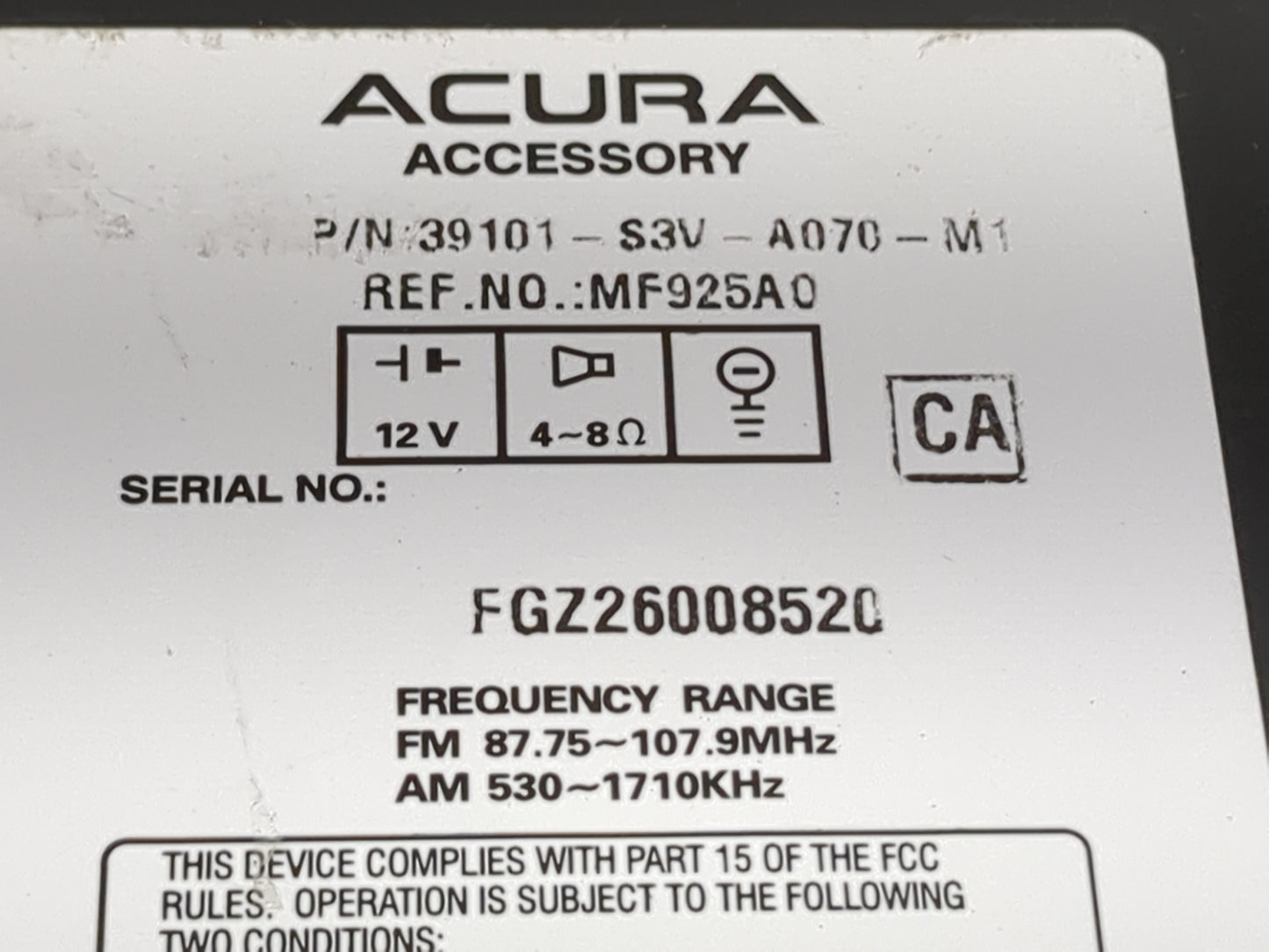 2005-2006 Acura Mdx Radio AM FM Cd Player Receiver Replacement P/N:39101-S3V-A070-M1 MF925A0, FGZ26008520 Fits Fits 2005 200