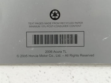 2006 Acura Tl Owners Manual Book Guide P/N:00X31-SEP-6200 OEM Used Auto Parts