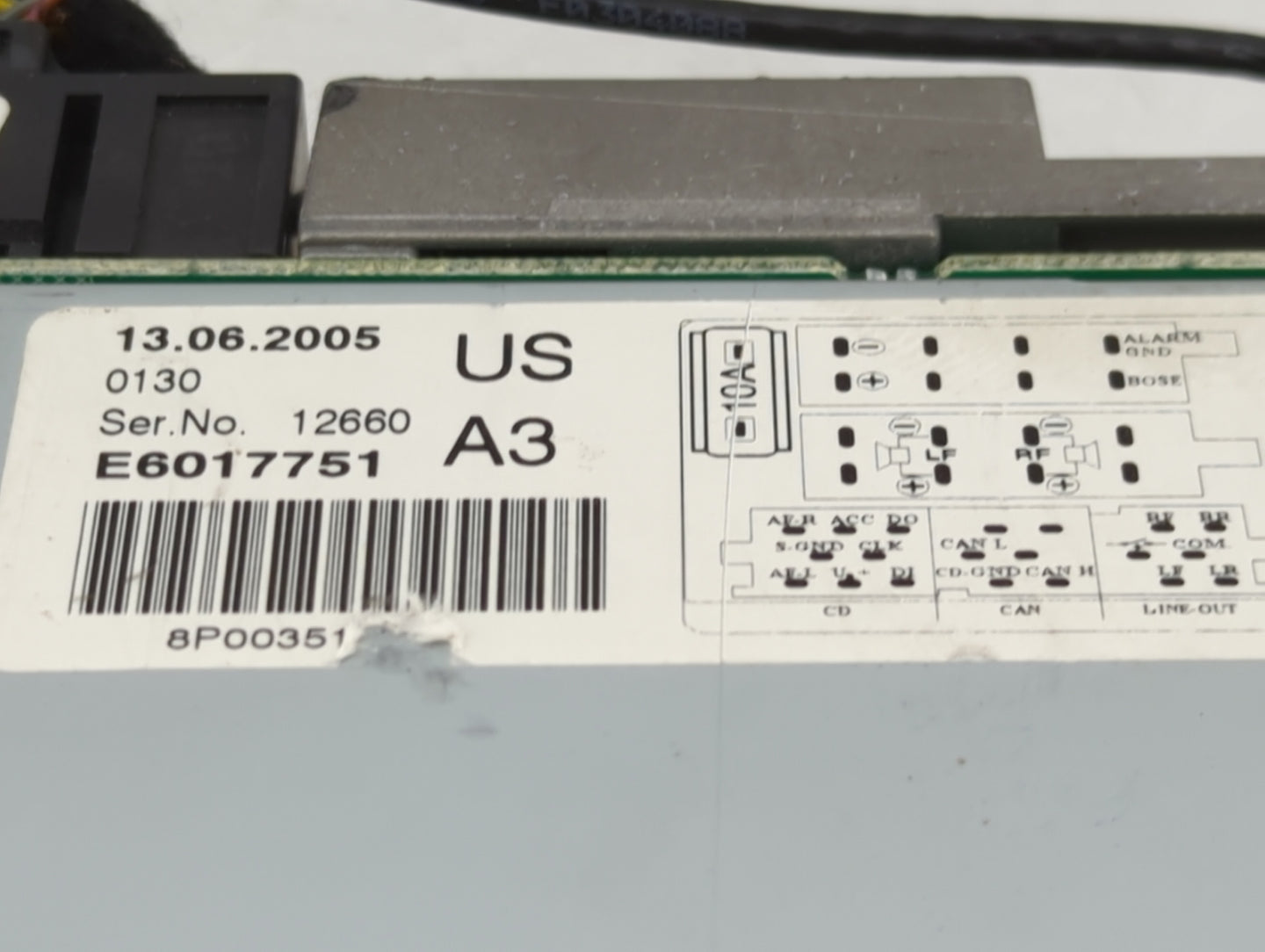 2006-2008 Audi A3 Radio AM FM Cd Player Receiver Replacement P/N:8P0035186 E6017751 Fits Fits 2006 2007 2008 OEM Used Auto P