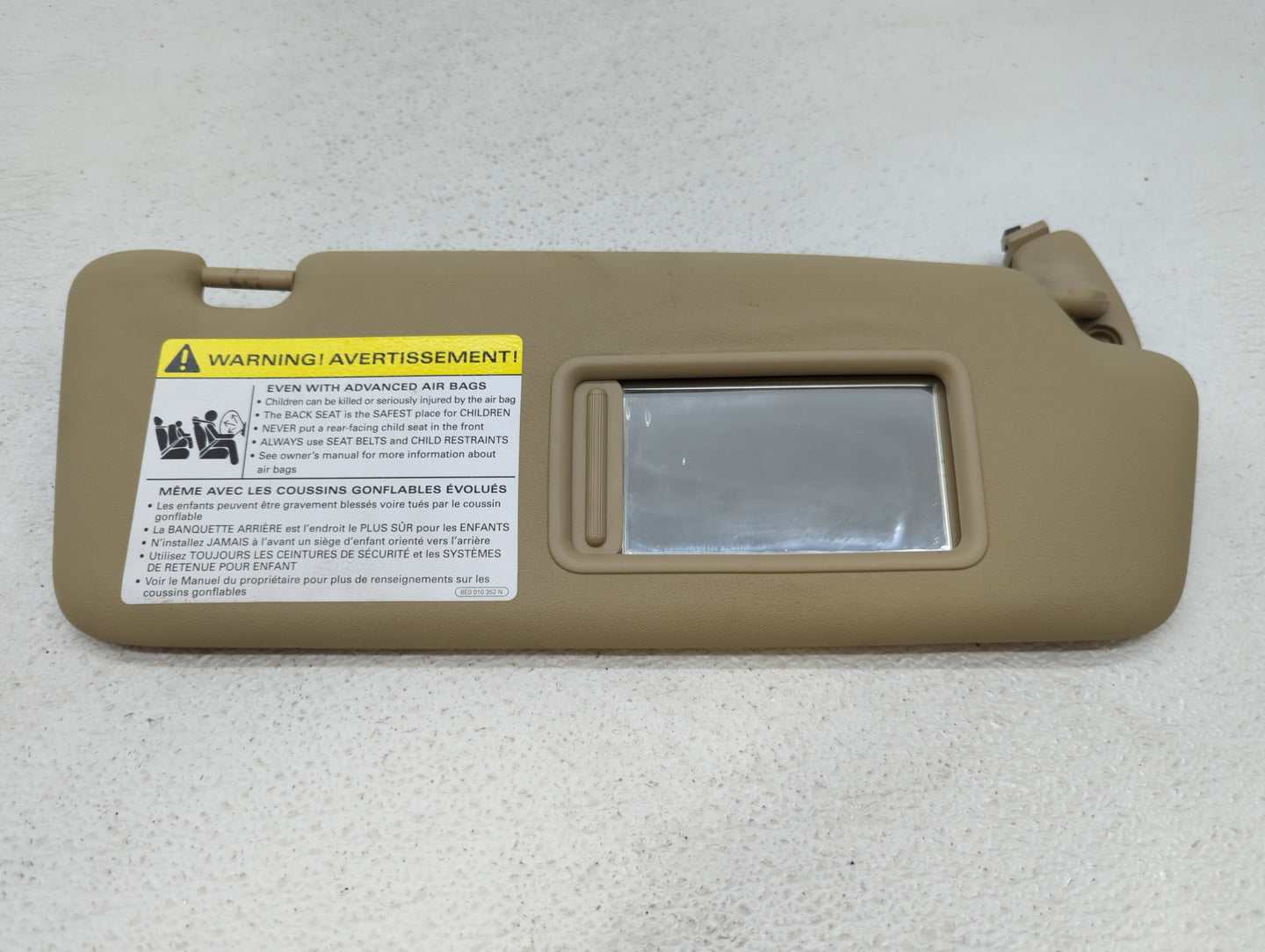 2006 Audi A3 Sun Visor Shade Replacement Passenger Right Mirror Fits OEM Used Auto Parts - Oemusedautoparts1.com