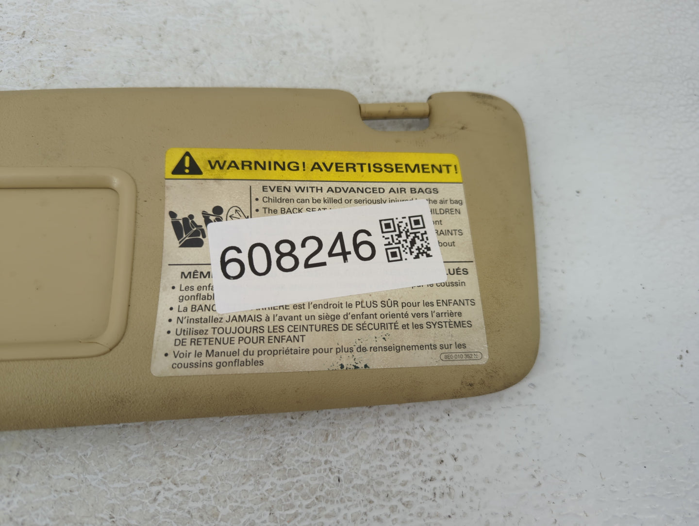 2006 Audi A3 Sun Visor Shade Replacement Passenger Right Mirror Fits OEM Used Auto Parts - Oemusedautoparts1.com