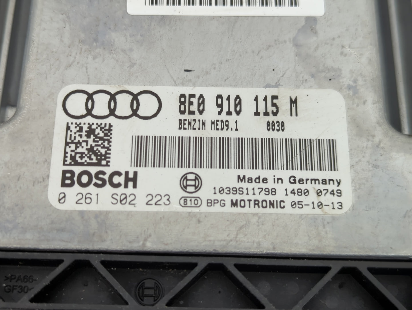 2006 Audi A4 PCM Engine Control Computer ECU ECM PCU OEM P/N:0 261 S02 223 8E0 910 115 M Fits OEM Used Auto Parts - Oemuseda