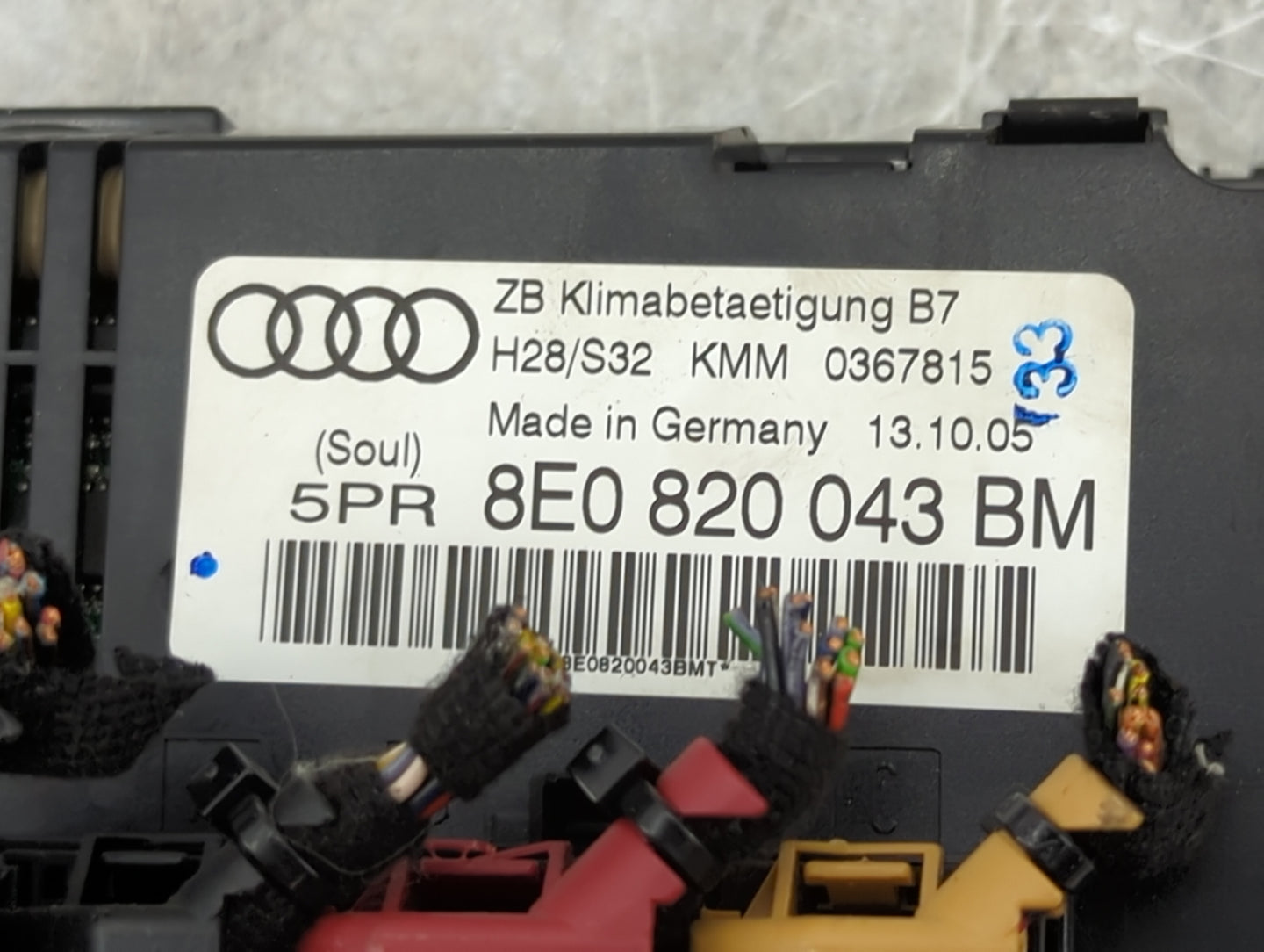 2005-2009 Audi A4 Climate Control Module Temperature AC/Heater Replacement P/N:8E0820043BM 0367815 Fits OEM Used Auto Parts 