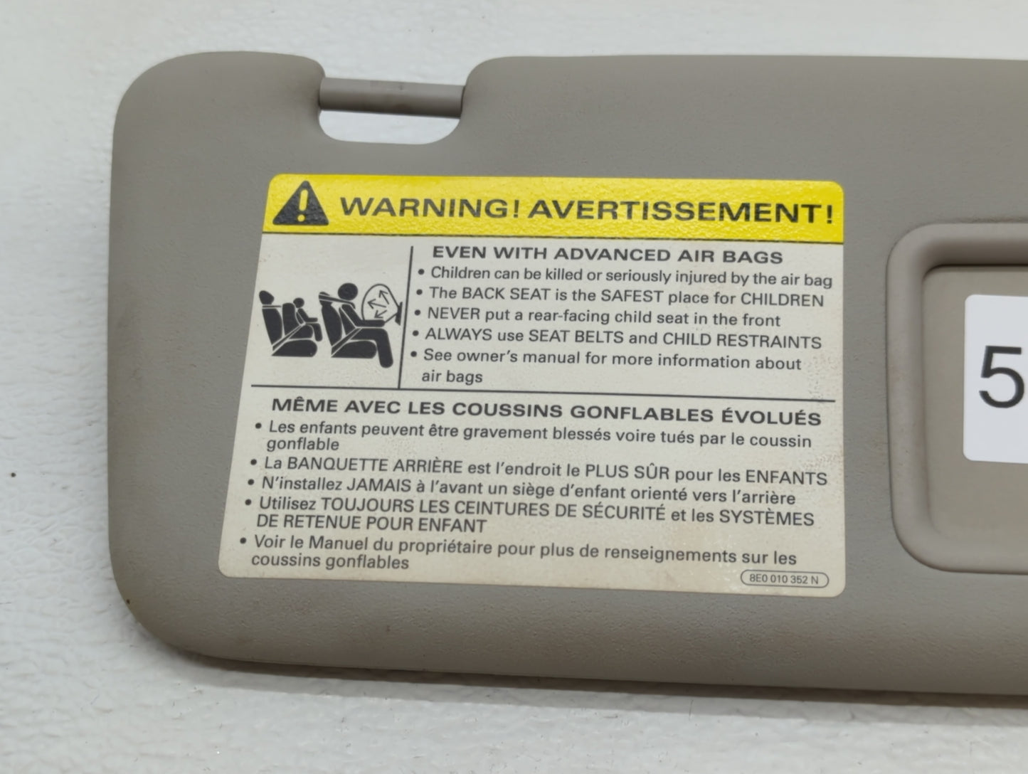 2002-2008 Audi A4 Sun Visor Shade Replacement Passenger Right Mirror Fits Fits 2002 2003 2004 2005 2006 2007 2008 OEM Used A