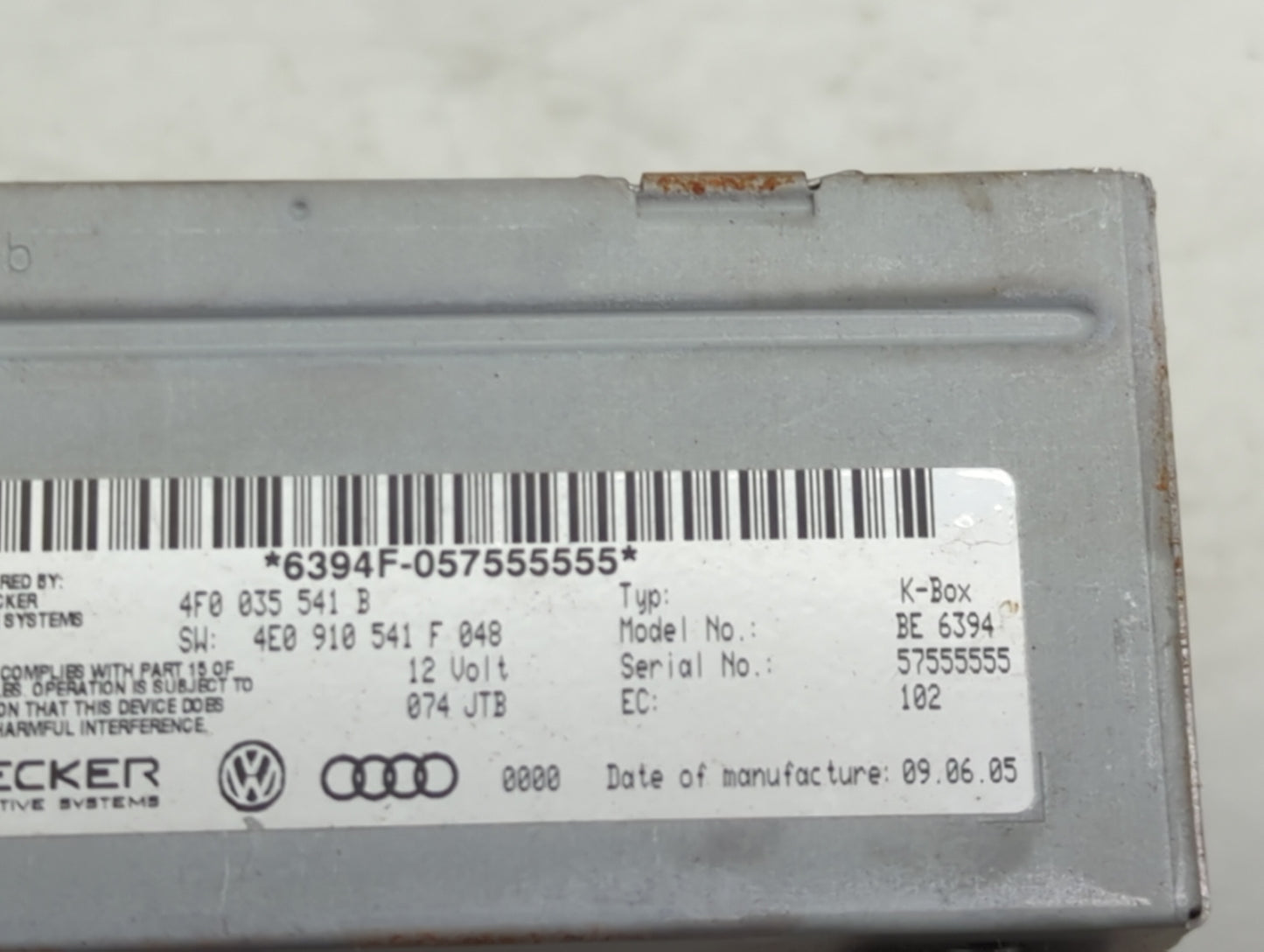 2005-2009 Audi A6 Radio AM FM Cd Player Receiver Replacement P/N:4F0035541B 4E0910541F Fits Fits 2005 2006 2007 2008 2009 OE