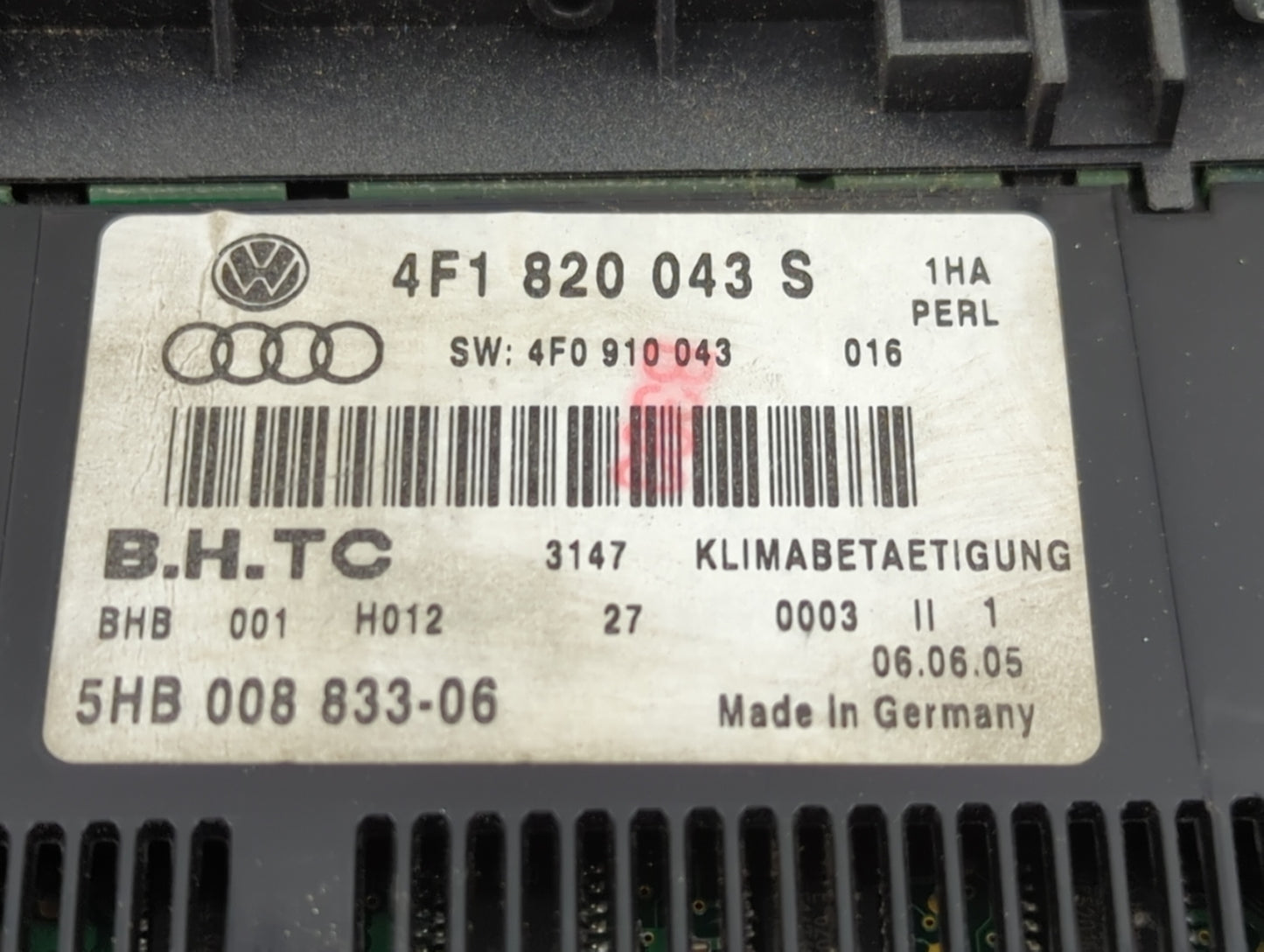 2006-2011 Audi A6 Climate Control Module Temperature AC/Heater Replacement P/N:4F1820043S 4F0910043 Fits OEM Used Auto Parts
