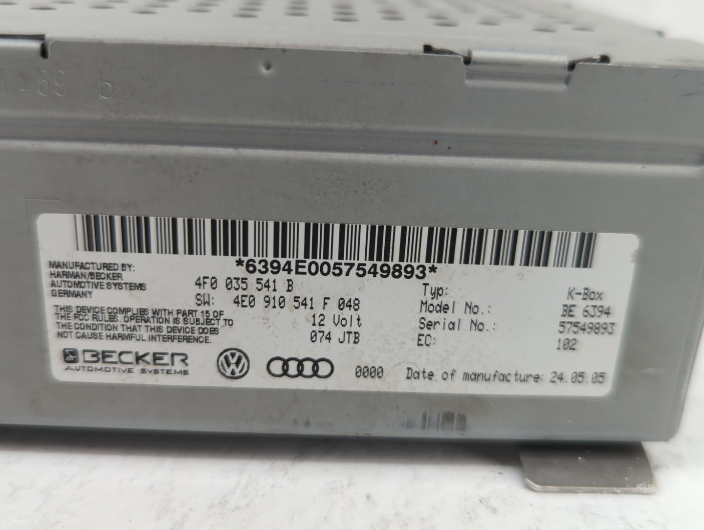 2005-2009 Audi A6 Radio AM FM Cd Player Receiver Replacement P/N:4F0 035 541 B 4E0 035 111 A Fits Fits 2005 2006 2007 2008 2