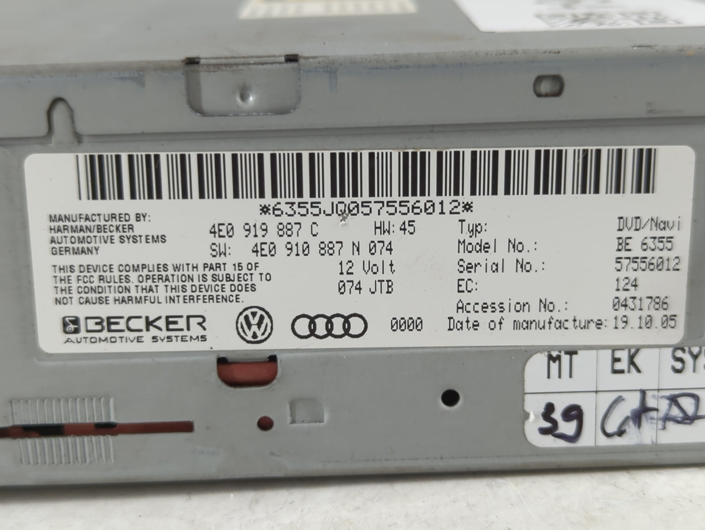 2006 Audi A6 Am Fm Cd Player Radio Receiver - Oemusedautoparts1.com