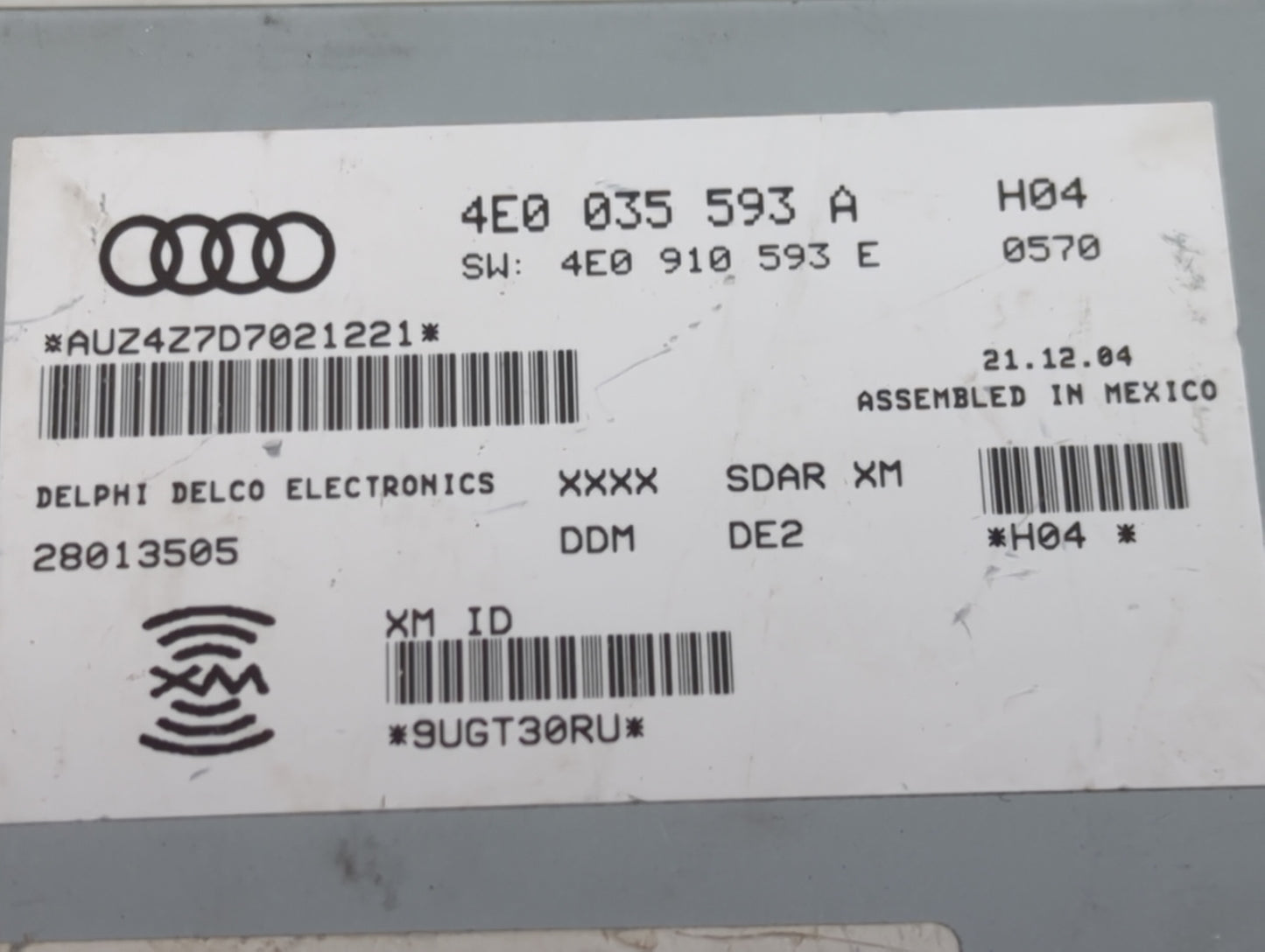 2003-2010 Audi A8 Radio AM FM Cd Player Receiver Replacement P/N:4E0035593A 4E0910593E Fits OEM Used Auto Parts - Oemusedaut