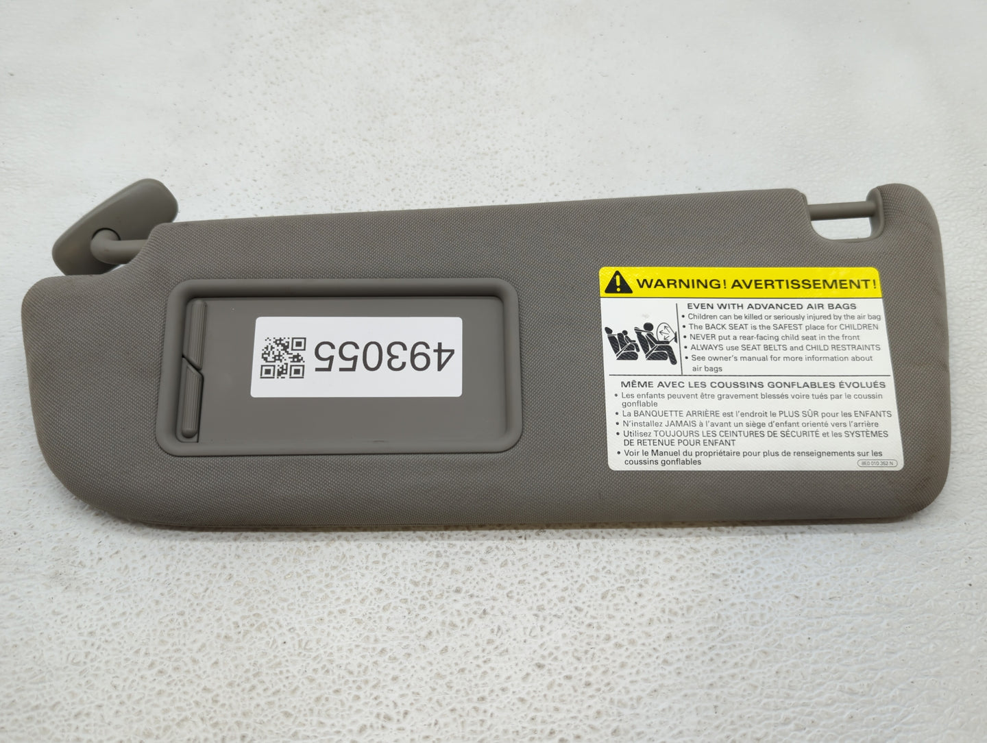 2000-2010 Audi A8 Sun Visor Shade Replacement Passenger Right Mirror Fits OEM Used Auto Parts - Oemusedautoparts1.com