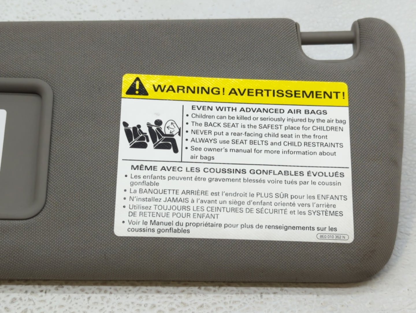 2000-2010 Audi A8 Sun Visor Shade Replacement Passenger Right Mirror Fits OEM Used Auto Parts - Oemusedautoparts1.com