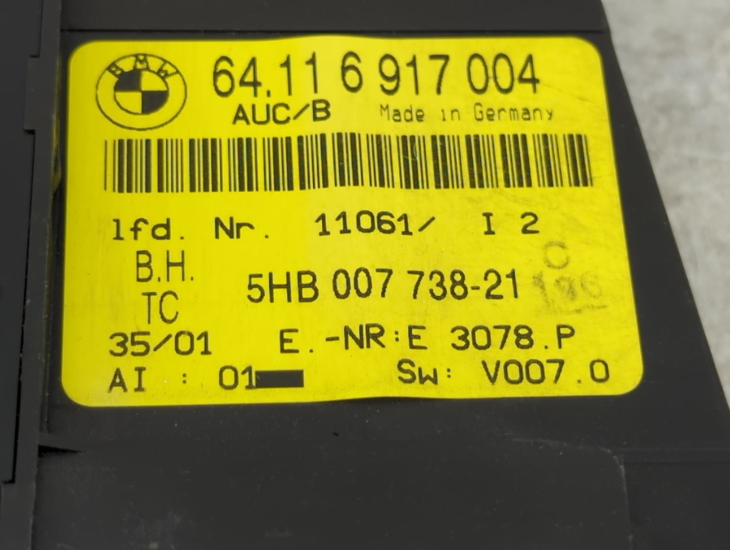 2006 Bmw 325i Climate Control Module Temperature AC/Heater Replacement P/N:64116956319 5HB00887819, EE669T Fits OEM Used Aut