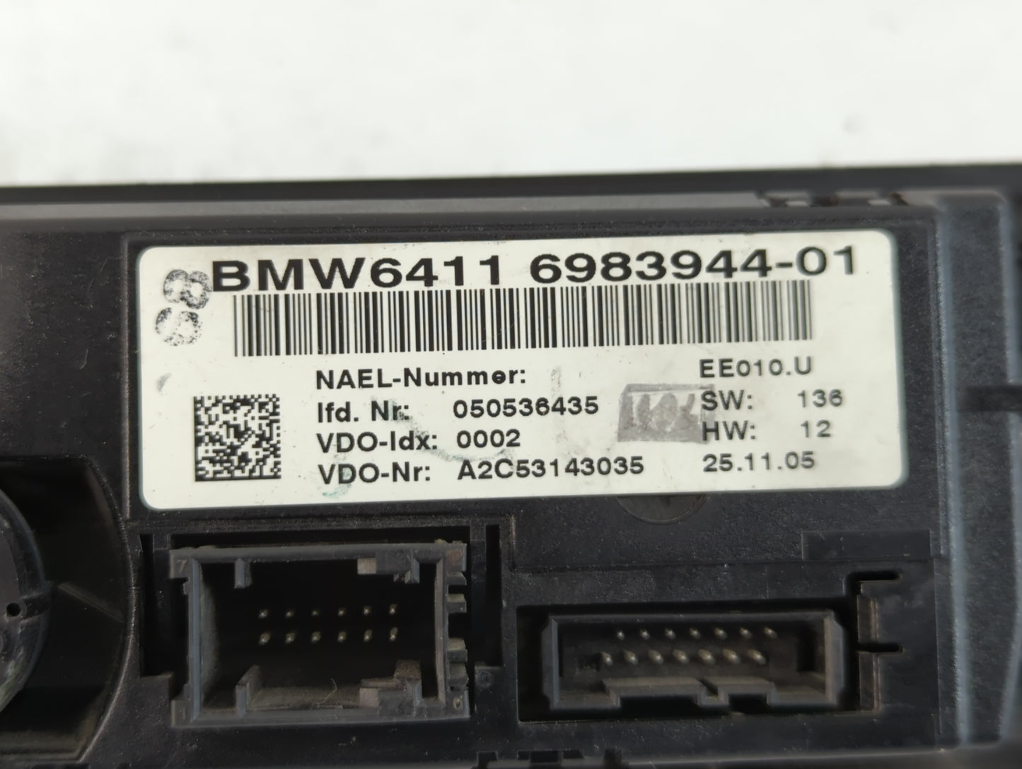 2006 Bmw 330i Climate Control Module Temperature AC/Heater Replacement P/N:6411 6983944-01 Fits OEM Used Auto Parts - Oemuse