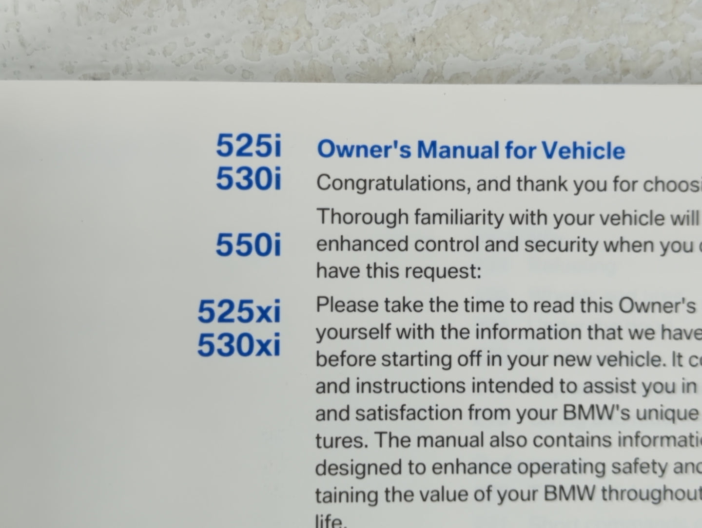 2006 Bmw 525i Owners Manual Book Guide OEM Used Auto Parts - Oemusedautoparts1.com
