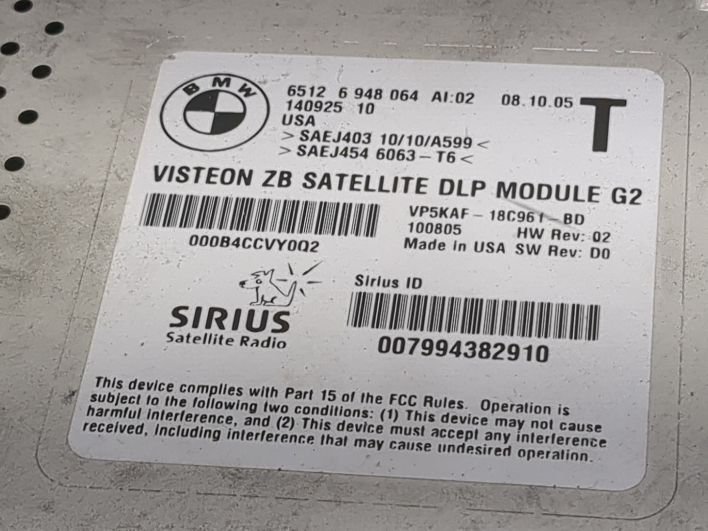 Bmw 750li Tuner Satellite Receiver 65126948064|vp5kaf-18c961-bd - Oemusedautoparts1.com