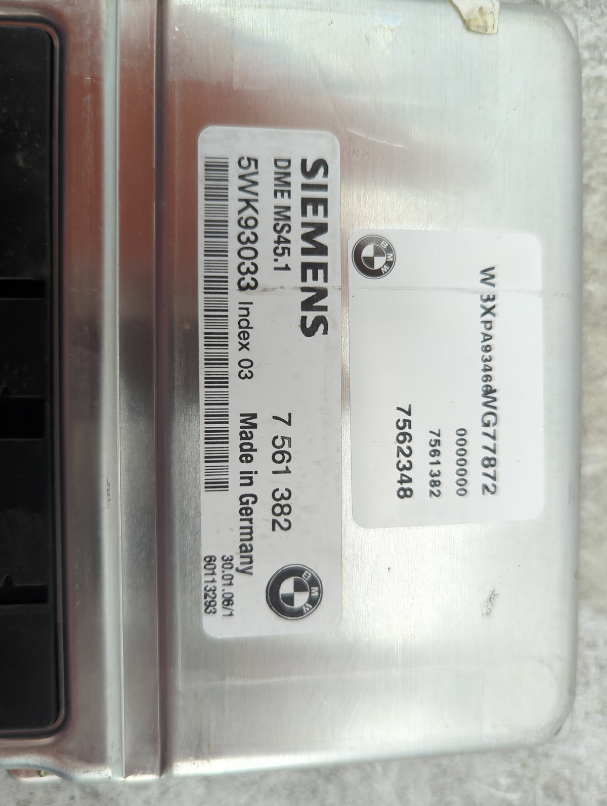 2006 Bmw X3 PCM Engine Control Computer ECU ECM PCU OEM P/N:7561382 5WK93033, 7562348, DME MS45.1 Fits OEM Used Auto Parts -