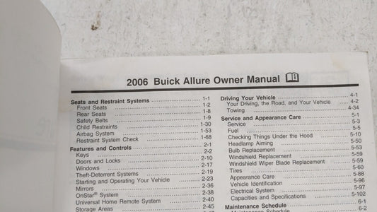 2006 Buick Allure Owners Manual Book Guide OEM Used Auto Parts