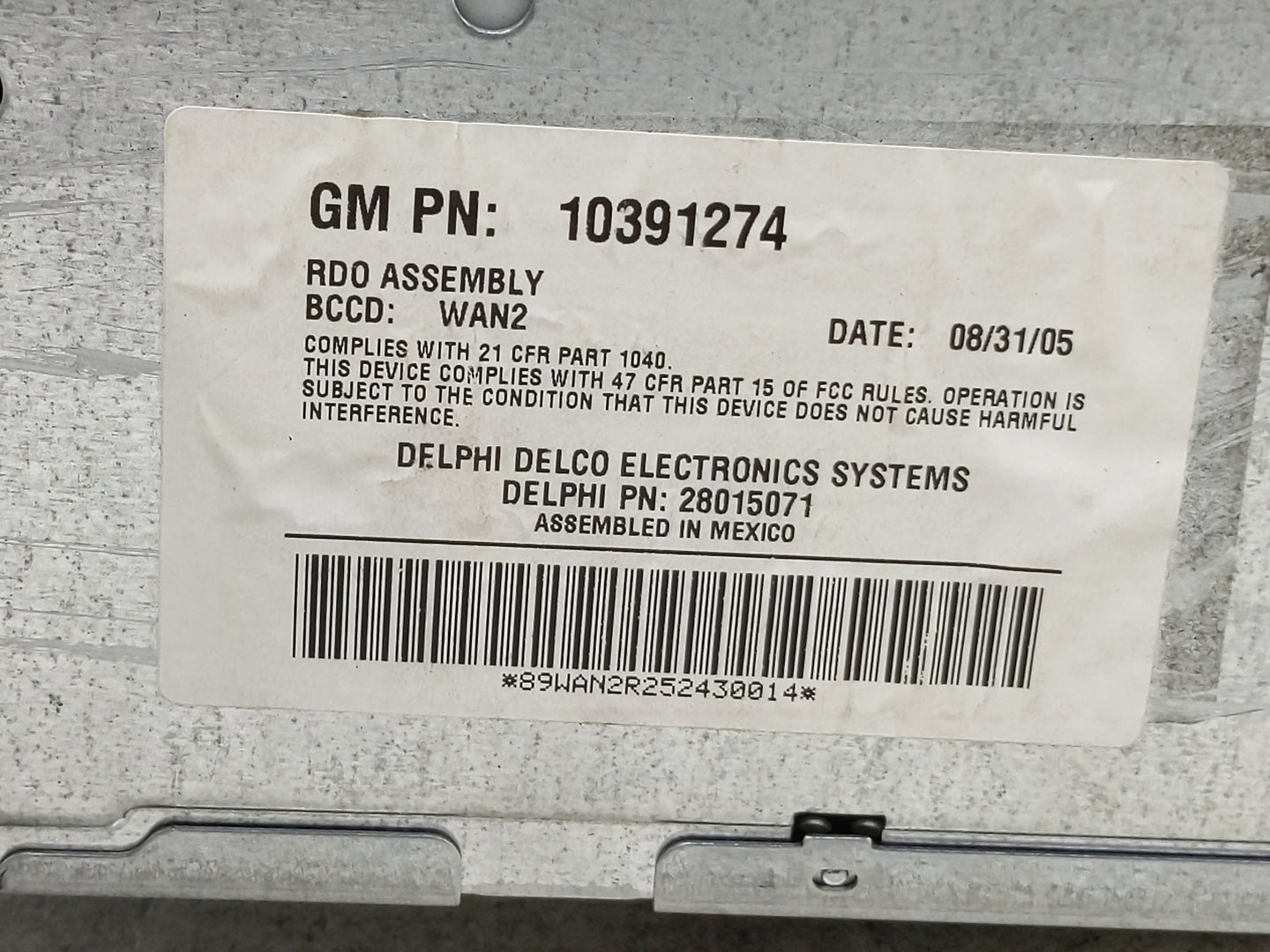 2005-2007 Buick Lacrosse Radio AM FM Cd Player Receiver Replacement P/N:10391274 Fits Fits 2005 2006 2007 OEM Used Auto Part