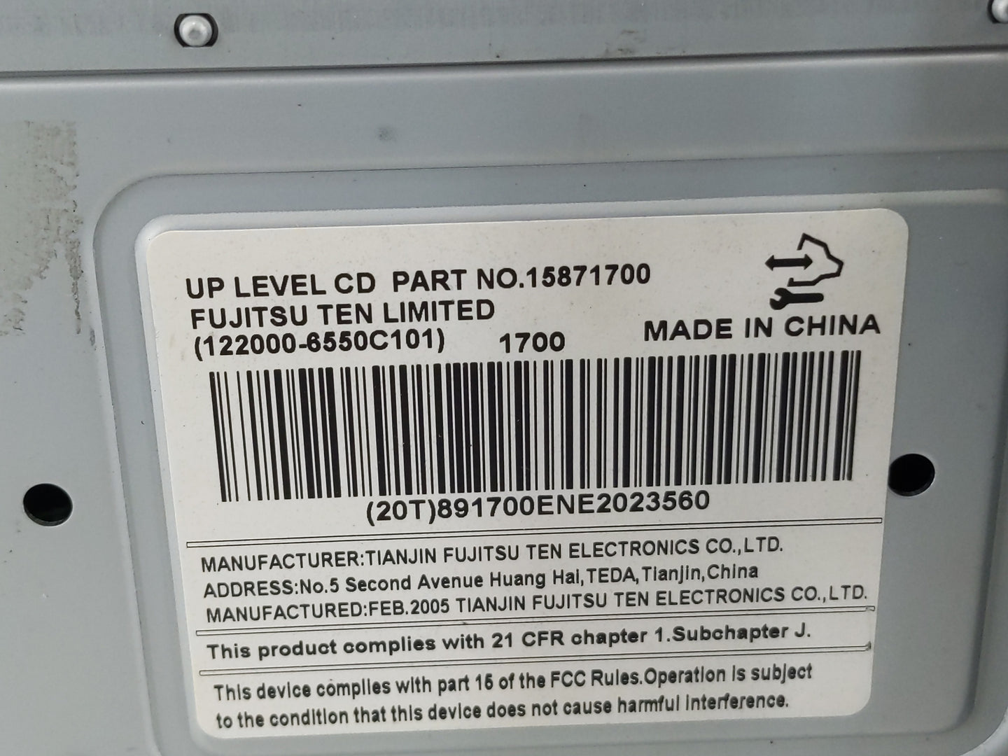 2006 Buick Lucerne Radio AM FM Cd Player Receiver Replacement P/N:15871700 Fits OEM Used Auto Parts - Oemusedautoparts1.com