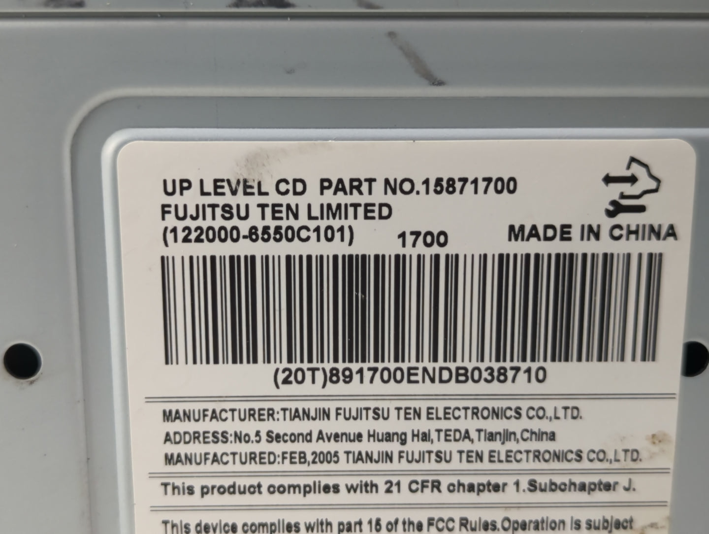 2006 Buick Lucerne Radio AM FM Cd Player Receiver Replacement P/N:15871700 Fits OEM Used Auto Parts - Oemusedautoparts1.com