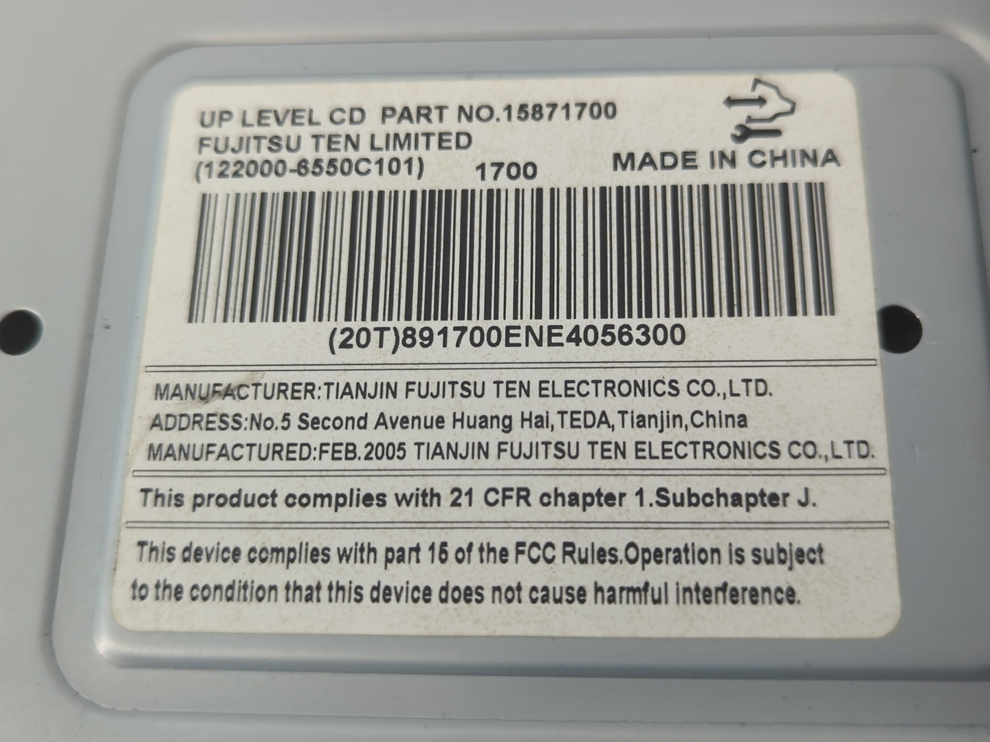 2006 Buick Lucerne Radio AM FM Cd Player Receiver Replacement P/N:15871700 Fits OEM Used Auto Parts - Oemusedautoparts1.com