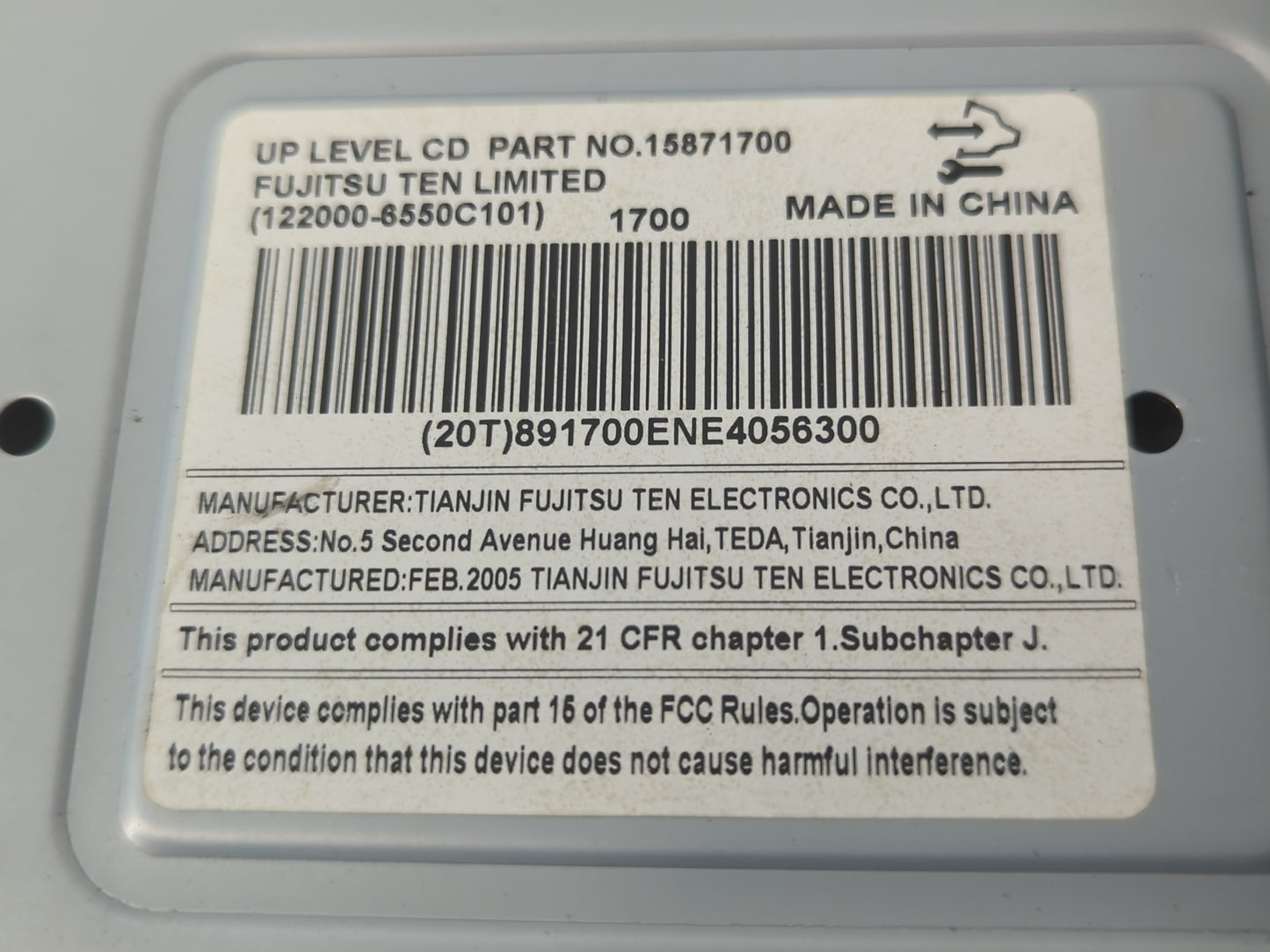 2006 Buick Lucerne Radio AM FM Cd Player Receiver Replacement P/N:15871700 Fits OEM Used Auto Parts - Oemusedautoparts1.com
