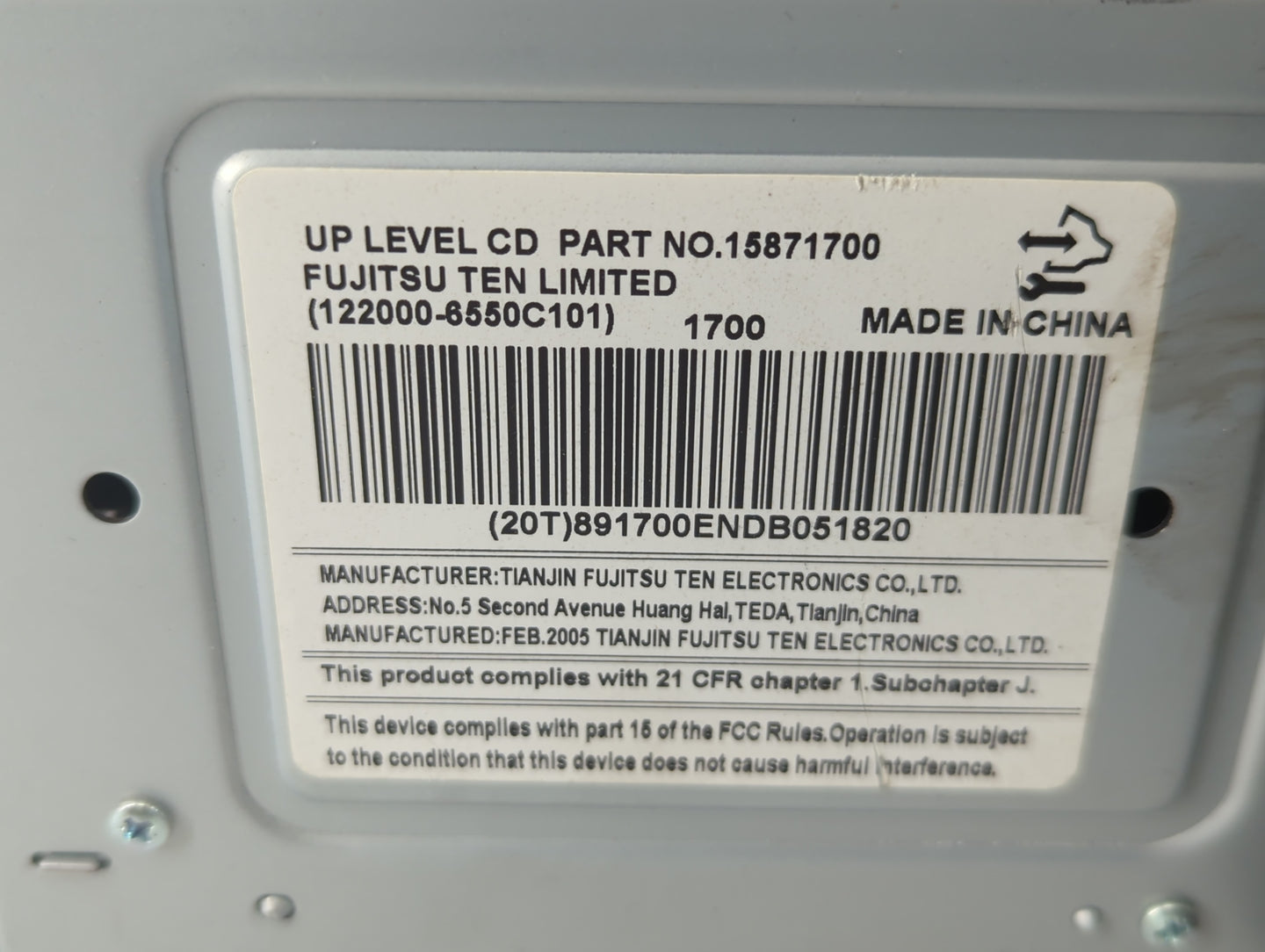 2006 Buick Lucerne Radio AM FM Cd Player Receiver Replacement P/N:15871700 Fits OEM Used Auto Parts - Oemusedautoparts1.com