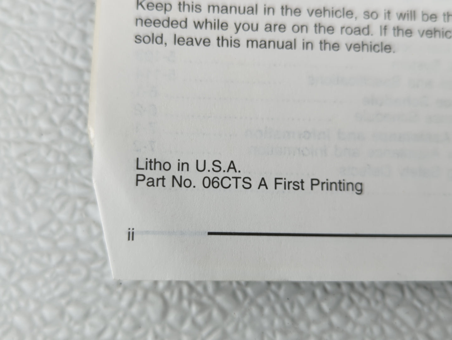 2006 Cadillac Cts Owners Manual Book Guide OEM Used Auto Parts - Oemusedautoparts1.com