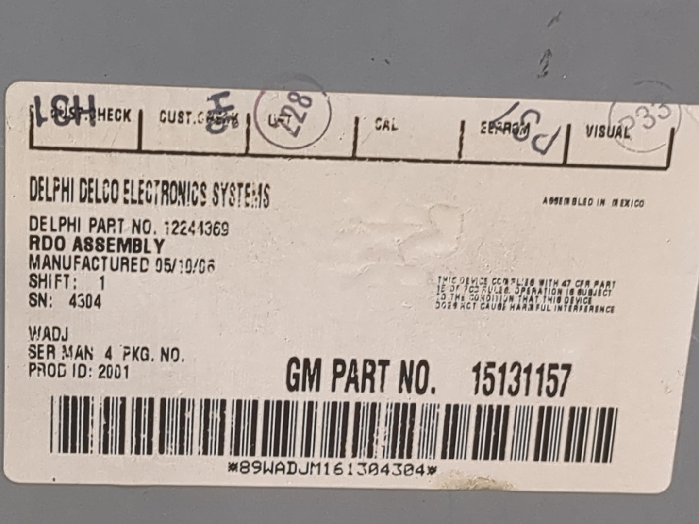 2003-2007 Chevrolet Express 2500 Radio AM FM Cd Player Receiver Replacement P/N:15131157 12241369 Fits OEM Used Auto Parts -