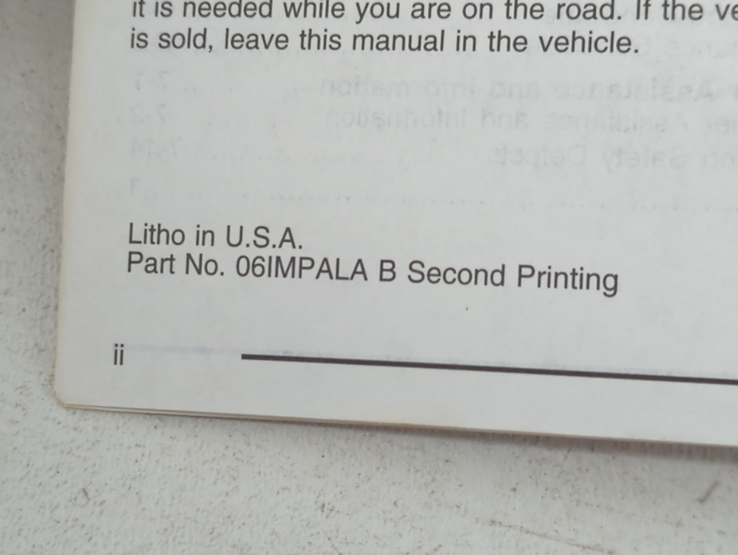 2006 Chevrolet Impala Owners Manual Book Guide OEM Used Auto Parts - Oemusedautoparts1.com