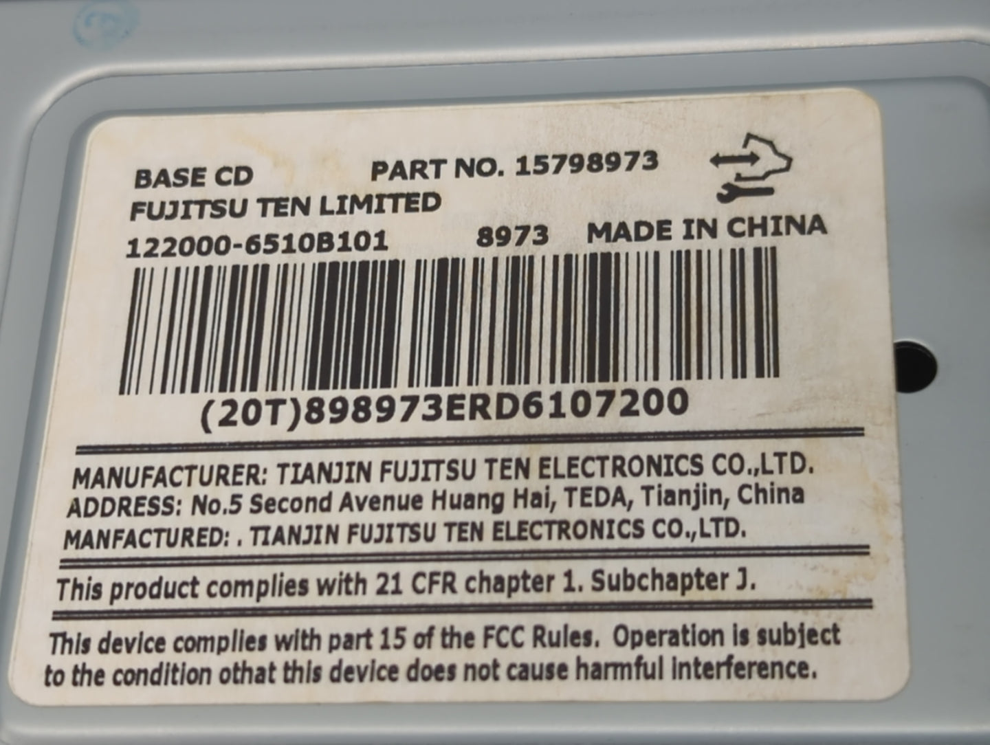 2006-2008 Chevrolet Impala Radio AM FM Cd Player Receiver Replacement P/N:15798973 Fits Fits 2006 2007 2008 OEM Used Auto Pa