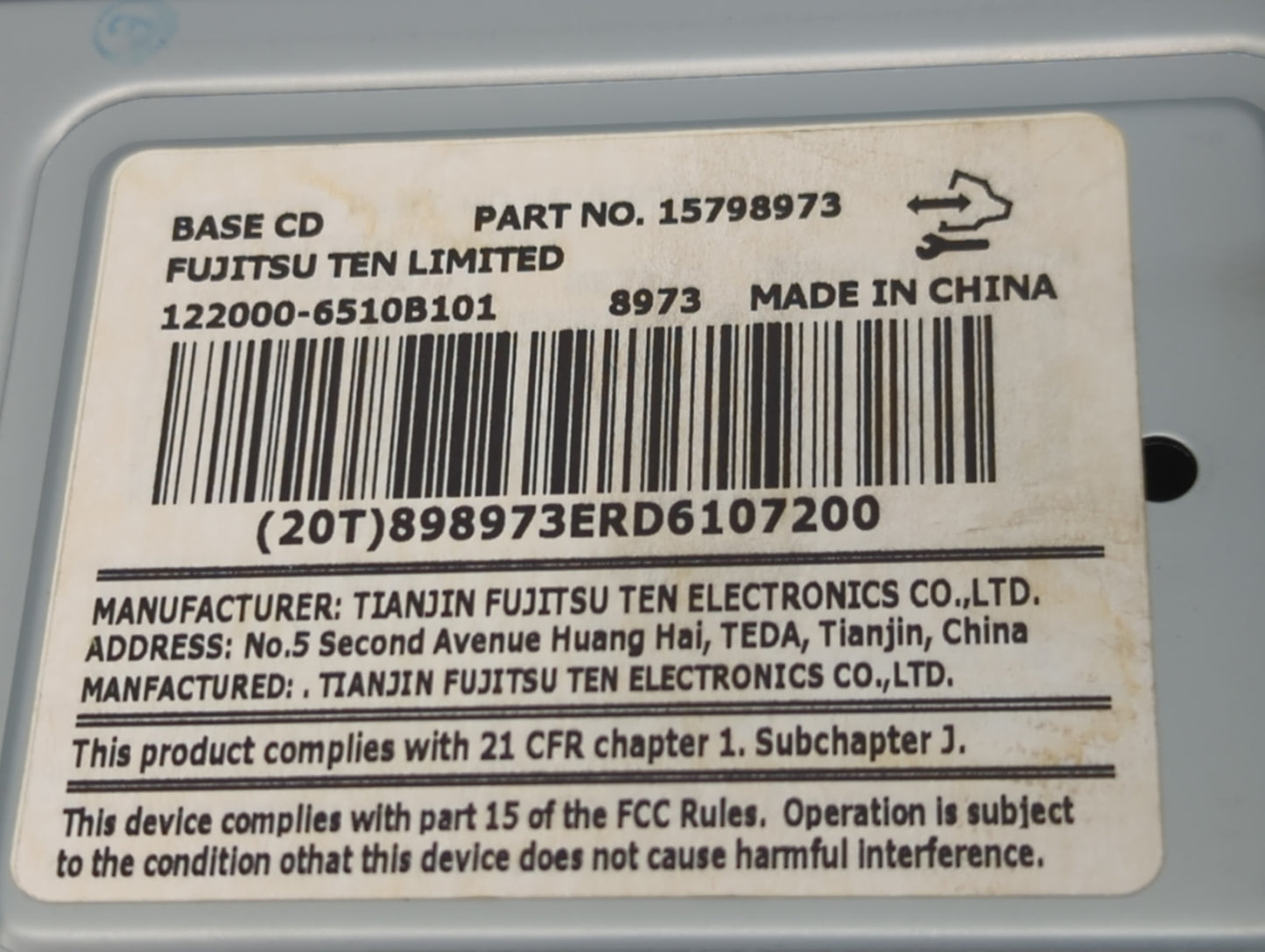 2006-2008 Chevrolet Impala Radio AM FM Cd Player Receiver Replacement P/N:15798973 Fits Fits 2006 2007 2008 OEM Used Auto Pa