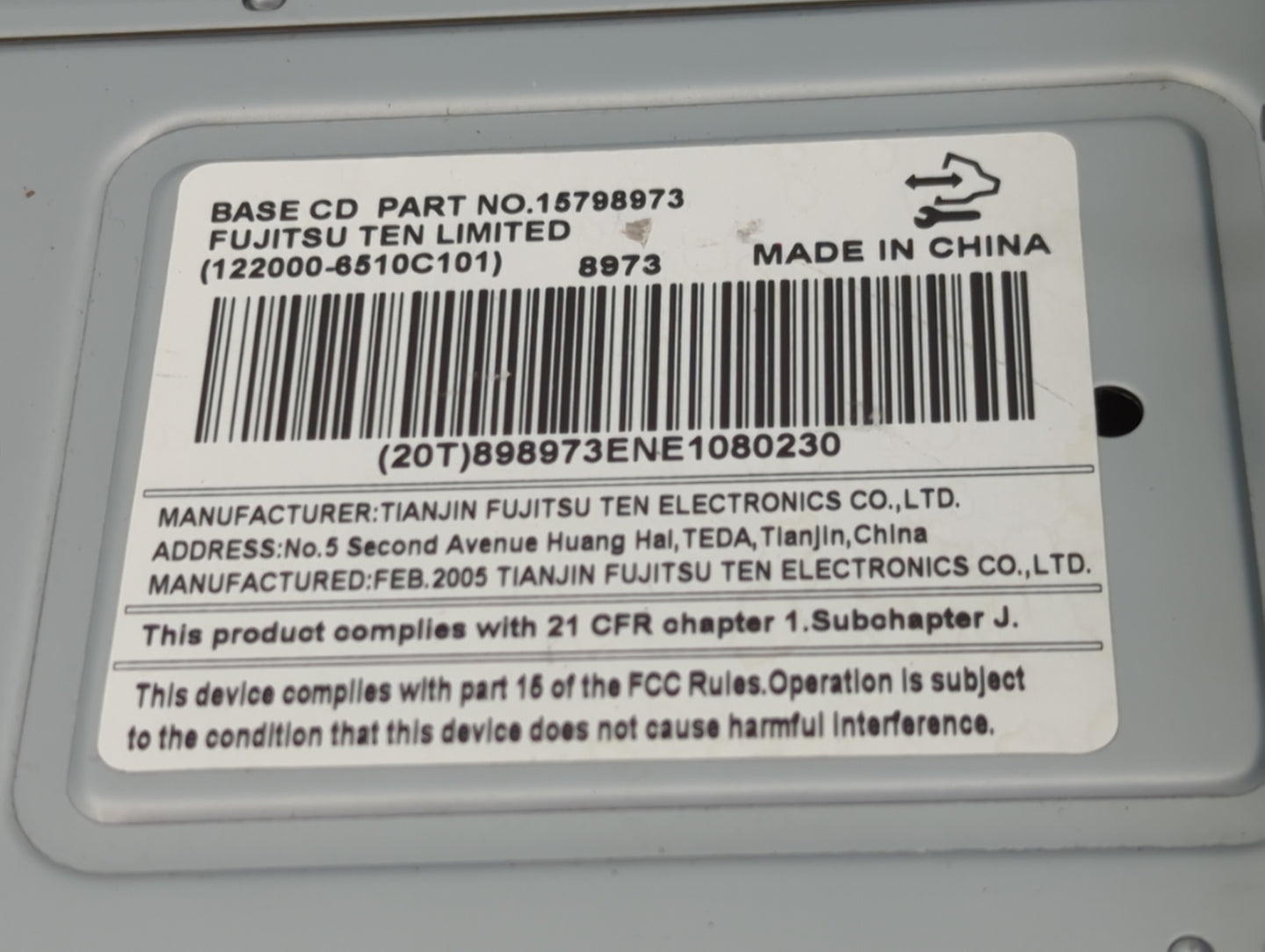 2006-2008 Chevrolet Impala Radio AM FM Cd Player Receiver Replacement P/N:15798973 Fits Fits 2006 2007 2008 OEM Used Auto Pa