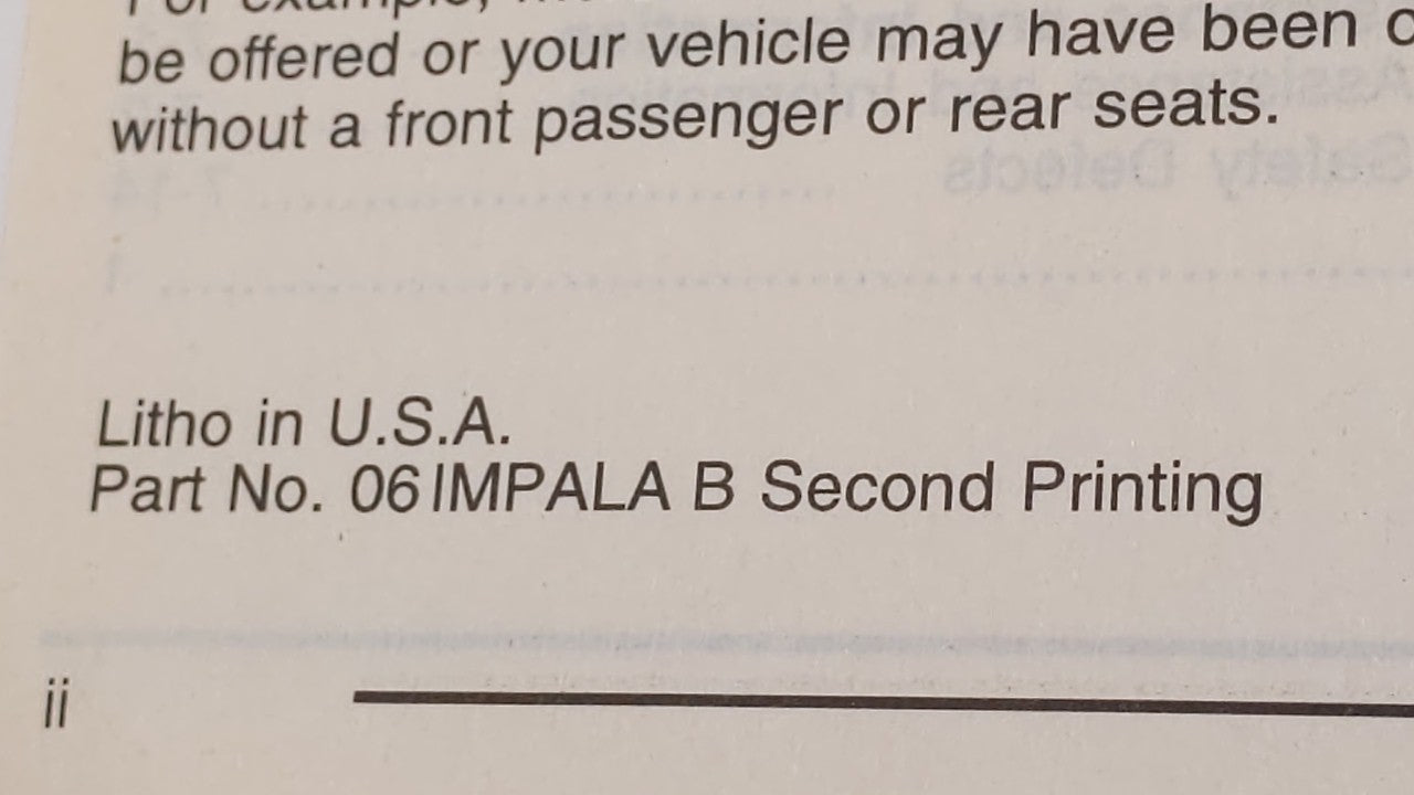 2006 Chevrolet Impala Owners Manual Book Guide OEM Used Auto Parts - Oemusedautoparts1.com