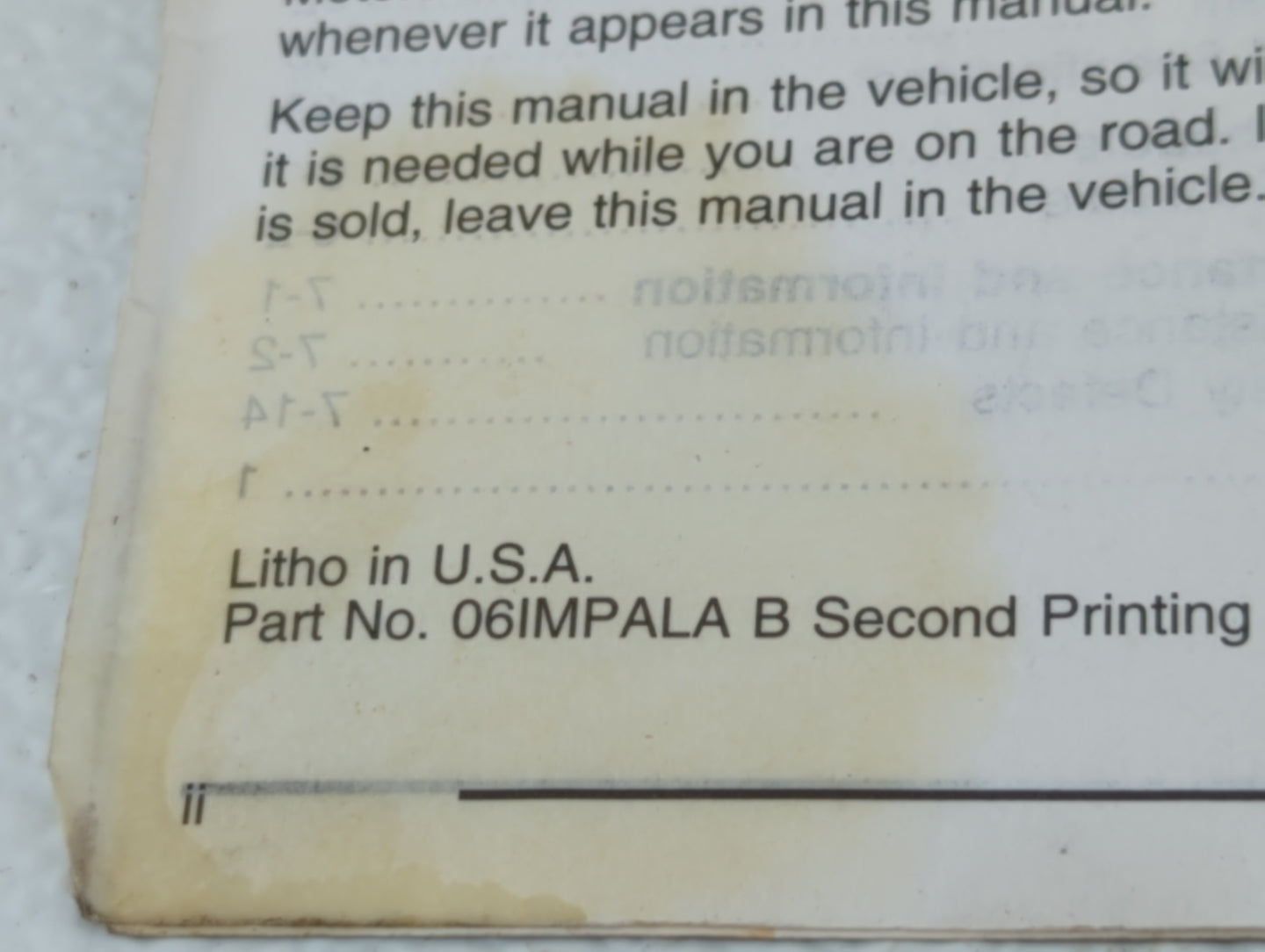 2006 Chevrolet Impala Owners Manual Book Guide OEM Used Auto Parts - Oemusedautoparts1.com