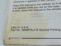 2006 Chevrolet Impala Owners Manual Book Guide OEM Used Auto Parts - Oemusedautoparts1.com