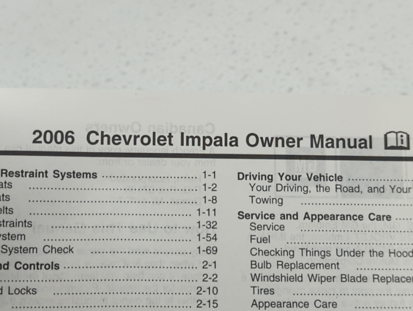 2006 Chevrolet Impala Owners Manual Book Guide OEM Used Auto Parts - Oemusedautoparts1.com