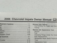 2006 Chevrolet Impala Owners Manual Book Guide OEM Used Auto Parts - Oemusedautoparts1.com
