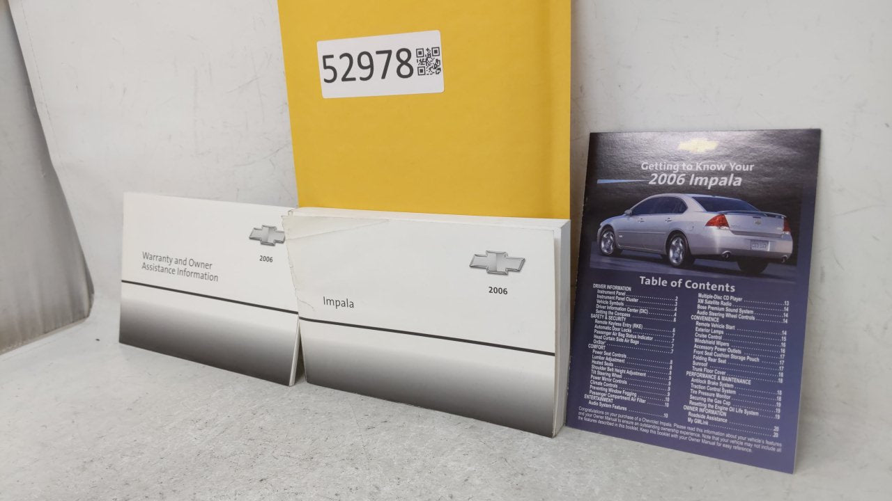 2006 Chevrolet Impala Owners Manual Book Guide OEM Used Auto Parts - Oemusedautoparts1.com