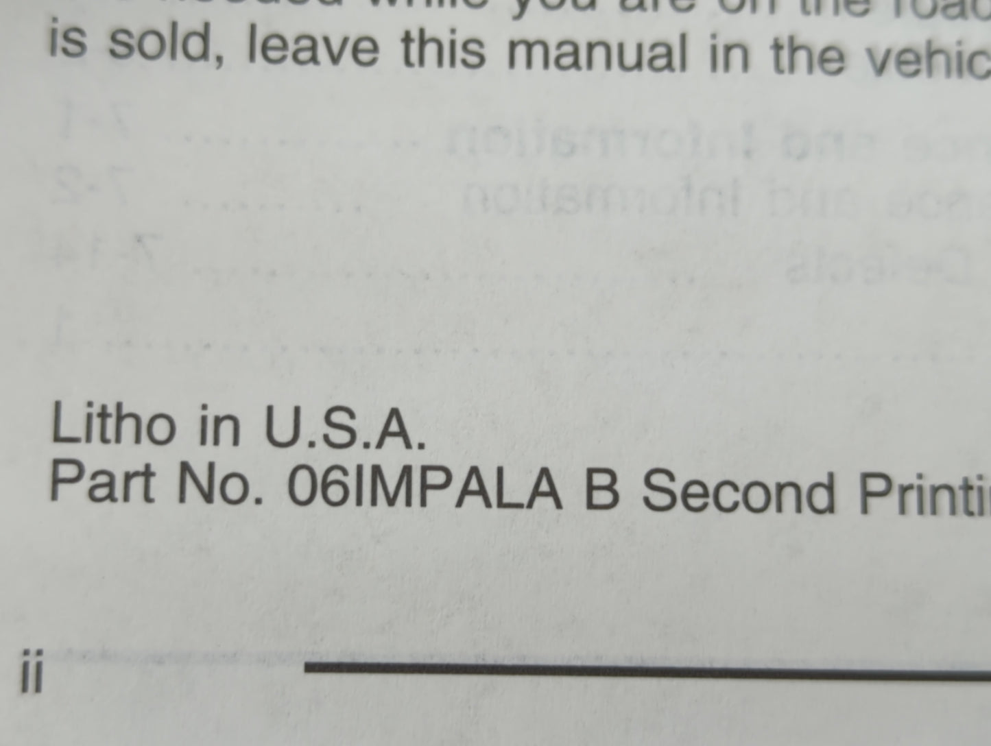 2006 Chevrolet Impala Owners Manual Book Guide OEM Used Auto Parts - Oemusedautoparts1.com