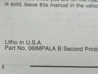 2006 Chevrolet Impala Owners Manual Book Guide OEM Used Auto Parts - Oemusedautoparts1.com