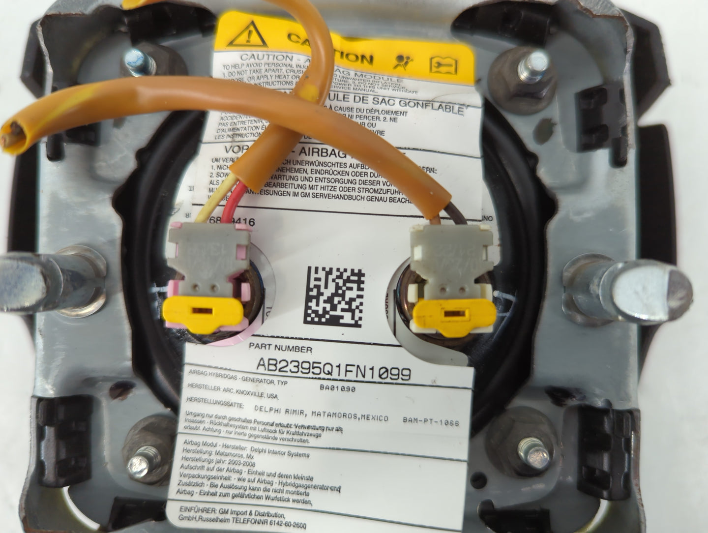 2006 Chevrolet Trail Blazer Air Bag Driver Left Steering Wheel Mounted P/N:AB2395Q1FN1099 Fits Fits 2005 2007 2008 2009 OEM 