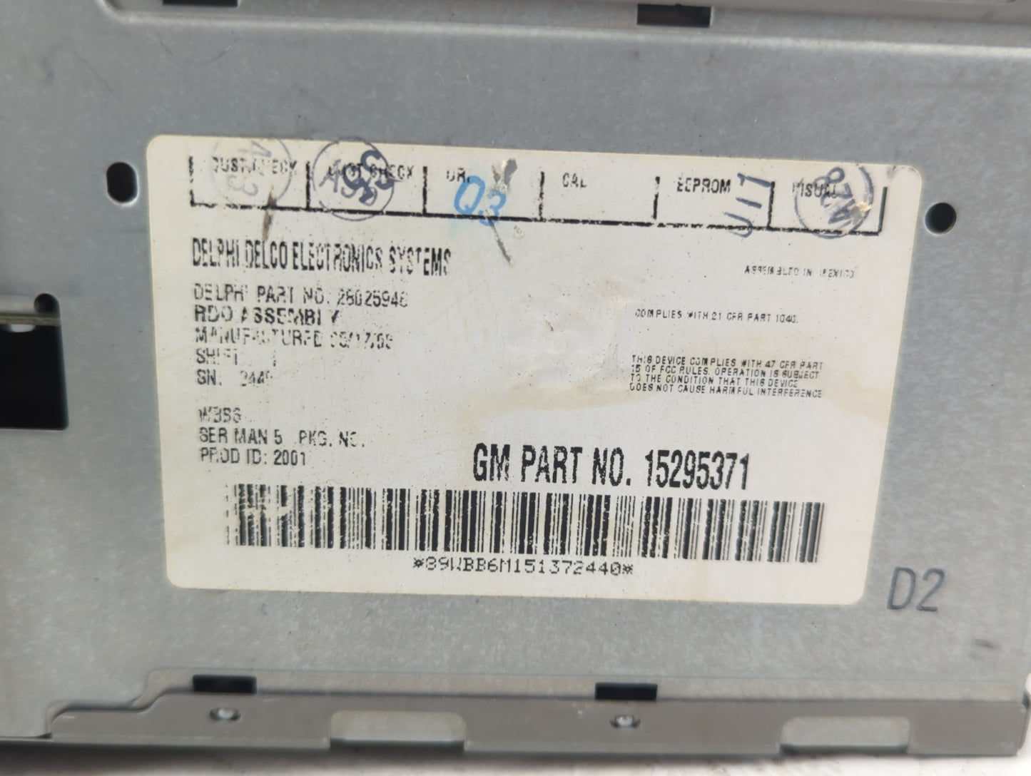 2006 Chevrolet Trail Blazer Radio AM FM Cd Player Receiver Replacement P/N:15295371 Fits Fits 2005 2007 2008 2009 OEM Used A