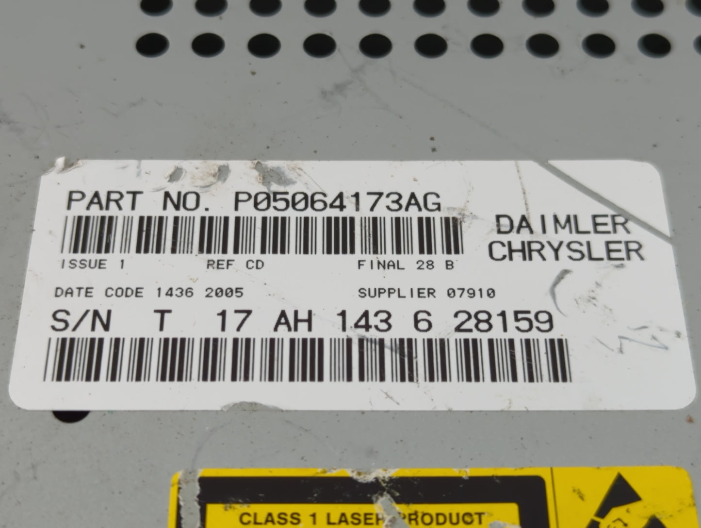 2005-2007 Chrysler 300 Radio AM FM Cd Player Receiver Replacement P/N:P05064173AG Fits Fits 2004 2005 2006 2007 2008 2009 20