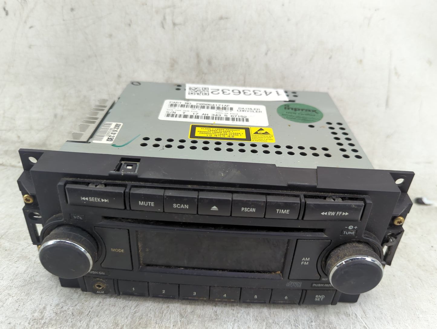 2005-2007 Chrysler 300 Radio AM FM Cd Player Receiver Replacement P/N:P05064171AF Fits Fits 2005 2006 2007 2008 2009 OEM Use