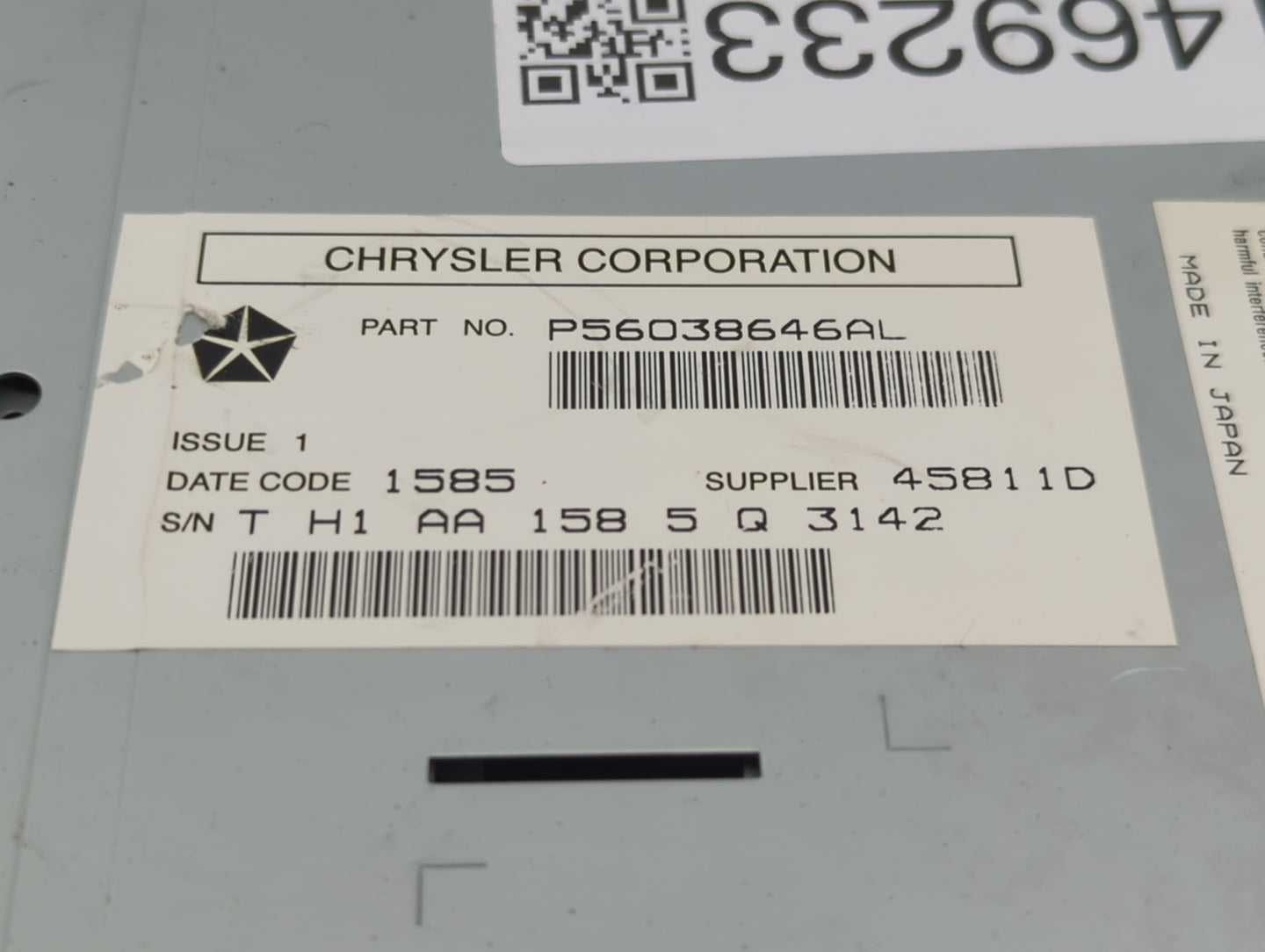 2005-2007 Chrysler 300 Radio AM FM Cd Player Receiver Replacement P/N:P56038646AL Fits Fits 2004 2005 2006 2007 OEM Used Aut