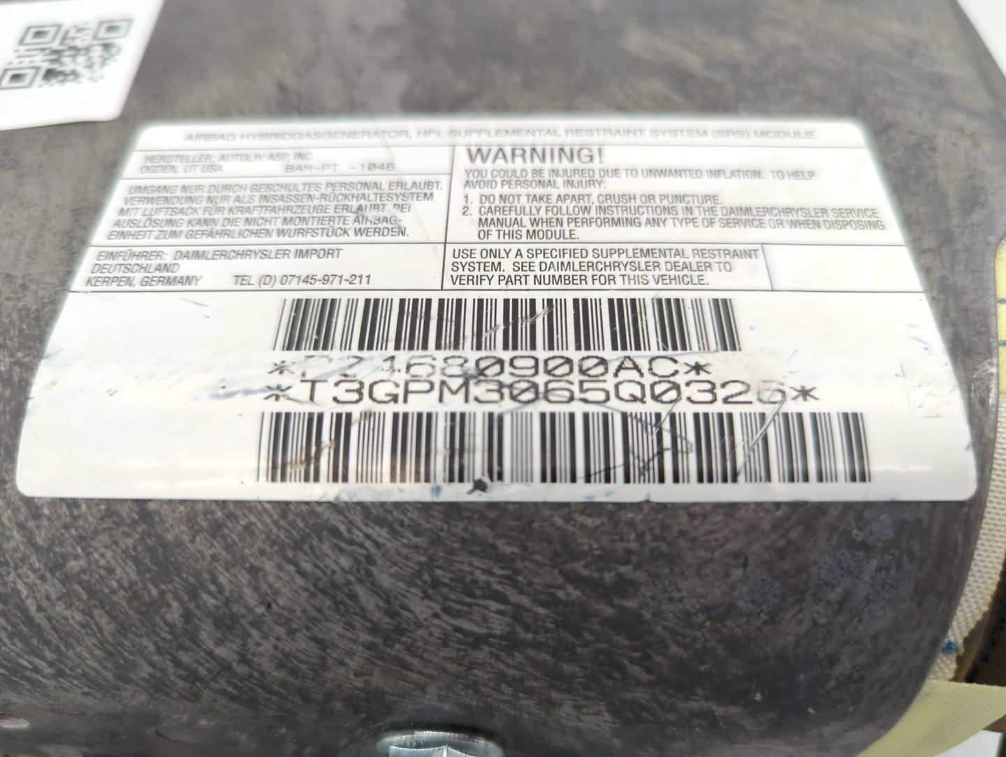 2006-2006 Chrysler Pacifica Air Bag Passenger Right Dashboard Oem - Oemusedautoparts1.com