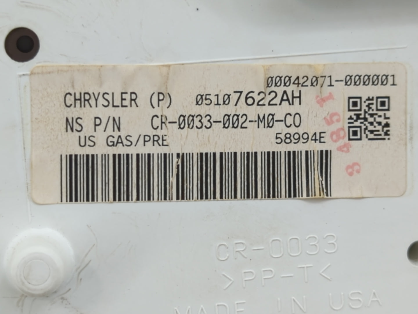 2006-2008 Chrysler Pt Cruiser Instrument Cluster Speedometer Gauges P/N:05107622AH CR-0033-002-M0-C0 Miles: Fits OEM Used Au